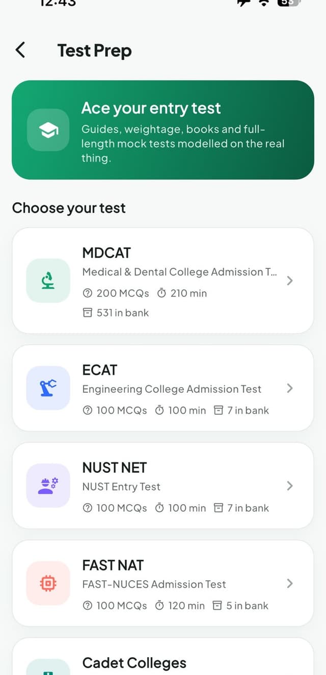 Agla Qadam test prep screen